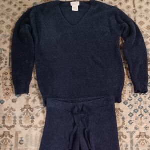 Softies Women's Marshmallow V-Neck Lounge Set Ultra-Soft, Blue, XS